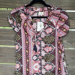 Varina Top - Red and Black Paisley